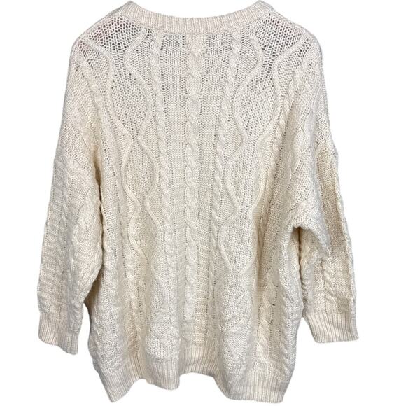 POL Women’s Cream Cable Knit Sweater Oversized Relaxed Fit Size M Boho Preppy - Picture 2 of 9